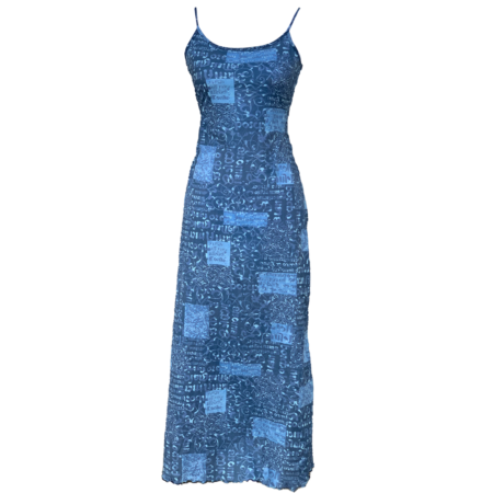 Robe longue bleu à motifs