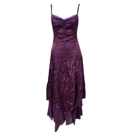 Robe longue prune satinée – Image 3