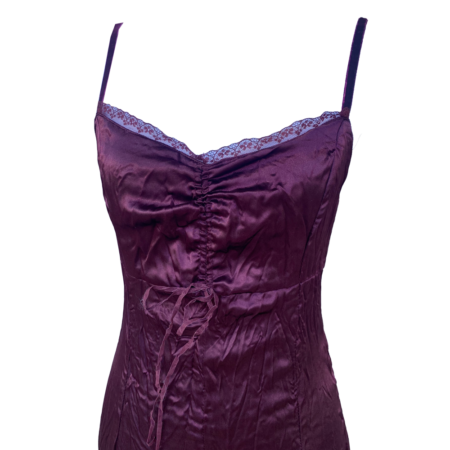 Robe longue prune satinée – Image 2