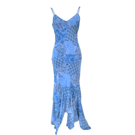 Robe longue bleu fleurie – Image 3