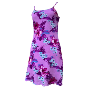 Robe violette à motifs fleurs tropicales