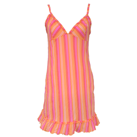 Robe  nuisette à rayures orange et rose