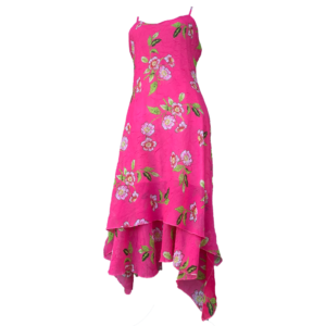 Robe rose motifs fleuris à volants