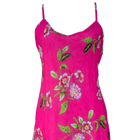 Robe rose motifs fleuris à volants – Image 2