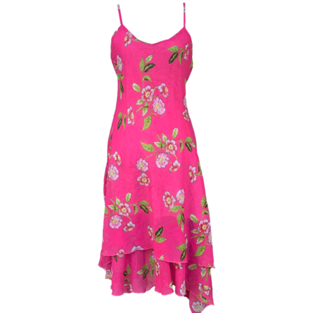 Robe rose motifs fleuris à volants – Image 3