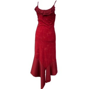 Robe longue à volants rouge