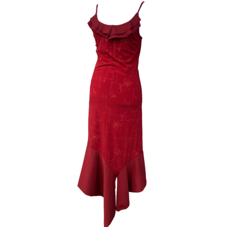 Robe longue à volants rouge