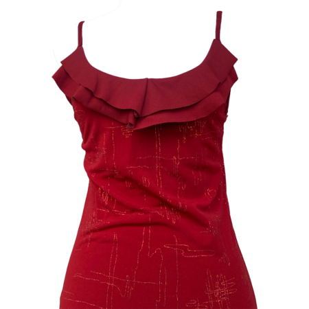 Robe longue à volants rouge – Image 2