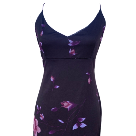 Robe longue violine à fleurs – Image 2