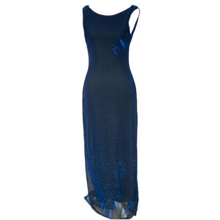 Robe de soirée dos nu reflet bleu