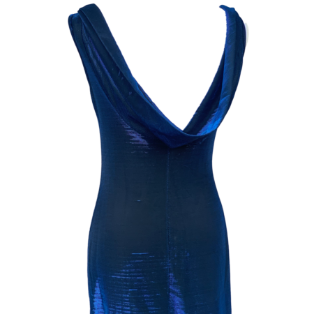 Robe de soirée dos nu reflet bleu – Image 3