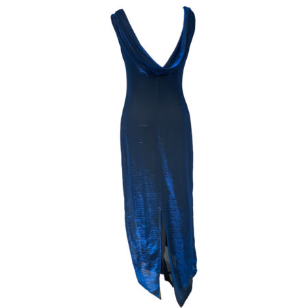 Robe de soirée dos nu reflet bleu – Image 2