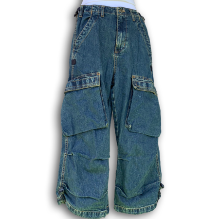 Pantalon baggy bleu a poches des années 2000