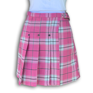 Jupe plissée tartan rose vintage