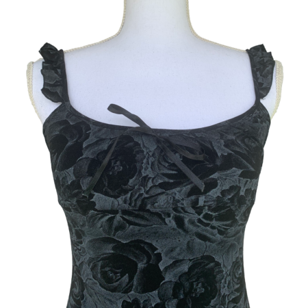 Robe grise motifs roses goth vintage – Image 2