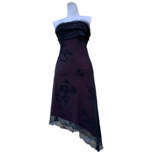 Robe bustier bordeaux asymétrique Goth