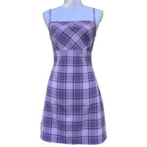 Robe Tartan lilas à bretelles