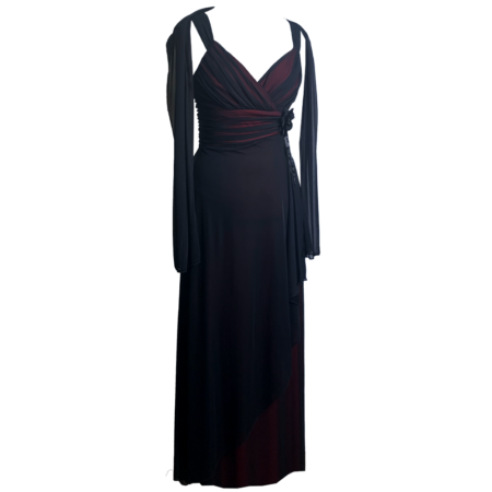 Robe bal de promo rouge voile noir vintage Goth – Image 3