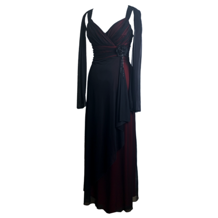 Robe bal de promo rouge voile noir vintage Goth