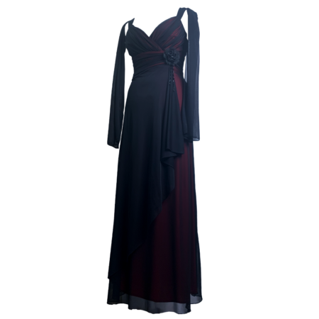 Robe bal de promo rouge voile noir vintage Goth – Image 6